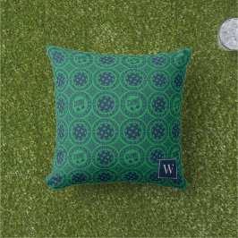 Preppy Pickleball Damask – Navy & Green Dink   Kissen