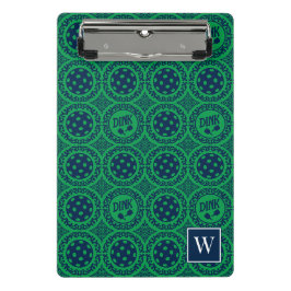 Preppy Pickleball Damask – Navy & Green Dink  Mini Klemmbrett