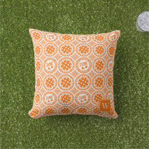 Preppy-Pickleball-Damask – Oranges Dink-Muster Kissen