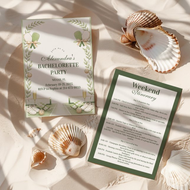 Preppy Pickleball Garden Bachelorette Party Einladung (Von Creator hochgeladen)