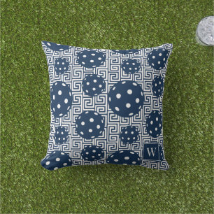 Preppy Pickleball Griechischer Schlüssel – Navy & Kissen