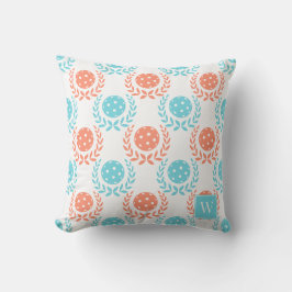 Preppy Pickleball Laurel Wreath – Coral Turquoise Kissen