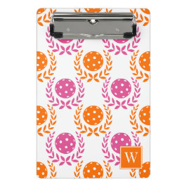 Preppy Pickleball Laurel Wreath - Orange Hot Pink Mini Klemmbrett