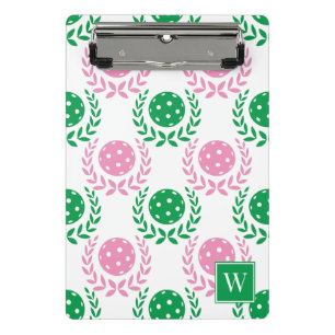 Preppy-Pickleball-Lorbeerkranz - Rosa & Grün Mini Klemmbrett