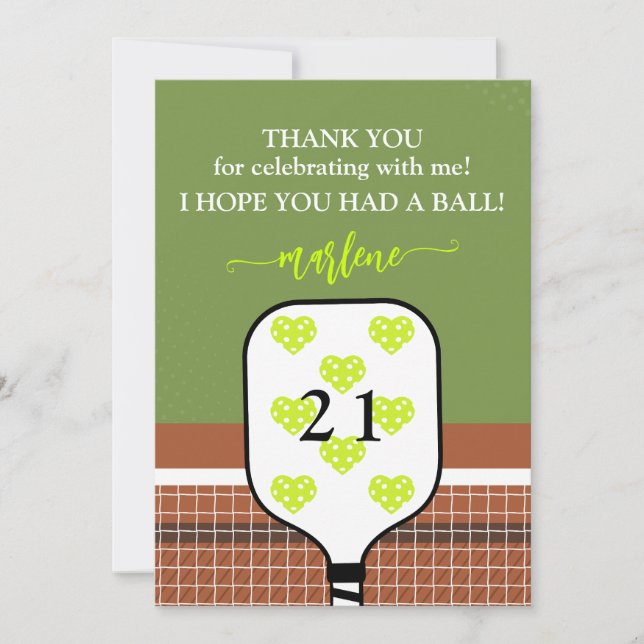 Preppy Pickleball Paddle Foto Dink Birthday Party Dankeskarte (Vorderseite)