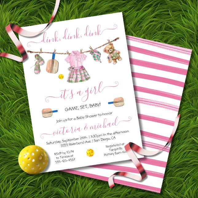 Preppy Pickleball Party Dink Girl Babydusche Einladung (Von Creator hochgeladen)