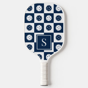 Preppy-Pickleball-Schachbrett - Navy & Weiß Pickleball Schläger