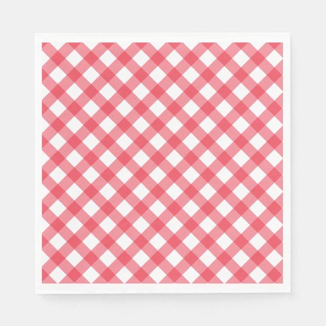 Preppy Picnic Red Kariert Gingham Party Serviette (Vorderseite)