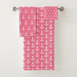 Preppy Pink Anchor Badhandtuch Set