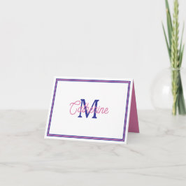 Preppy Pink and Navy Blue Simple Monogram
