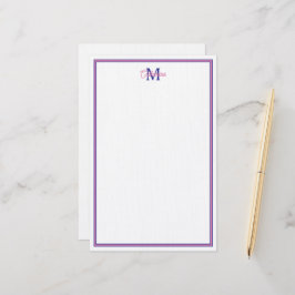 Preppy Pink and Navy Blue Simple Monogram Briefpapier