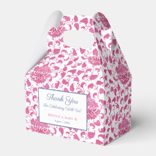 Preppy Pink and White Chinoiserie Baby Girl Dusche Geschenkschachtel