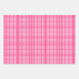Preppy Pink Ästhetik Kariertes Cross Stitch Muster Geschenkpapier Set