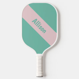 Preppy Pink auf Green Pickleball Paddel mit Name Pickleball Schläger