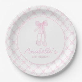 Preppy Pink Ballerina Slippers Erster Geburtstag Pappteller