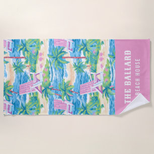 Preppy Pink Beach Chair Beach House Strandtuch