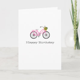 Preppy Pink Bicycle Happy Geburtstag NAME Blume Karte