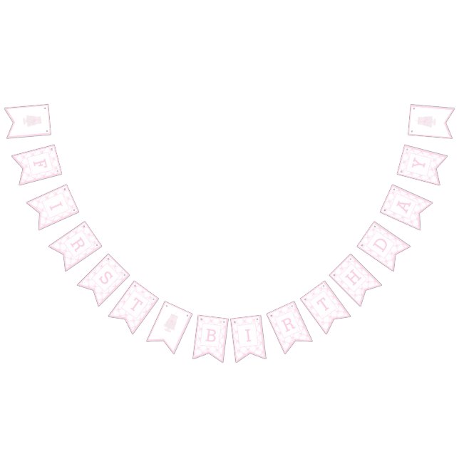 Preppy Pink Birthday Cake Erster Geburtstag Trelli Wimpelkette (Alle)