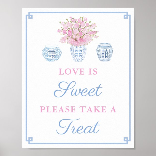 Preppy Pink Blue Sweet Gevor Table Polterabend Poster (Vorne)