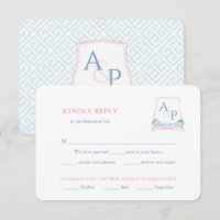Preppy Pink Blue Wedding Wappen UAWG