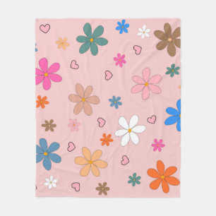 Preppy Pink Blume Herz Y2K Muster Fleecedecke