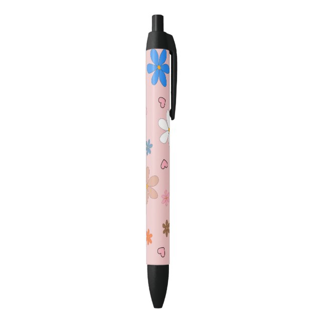 Preppy Pink Blume Herz Y2K Muster Kugelschreiber (Unterseite (Vertikal))