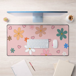 Preppy Pink Blume Herz Y2K Muster Schreibtischunterlage