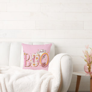 Preppy Pink Boo Pumpkin Halloween Kissen