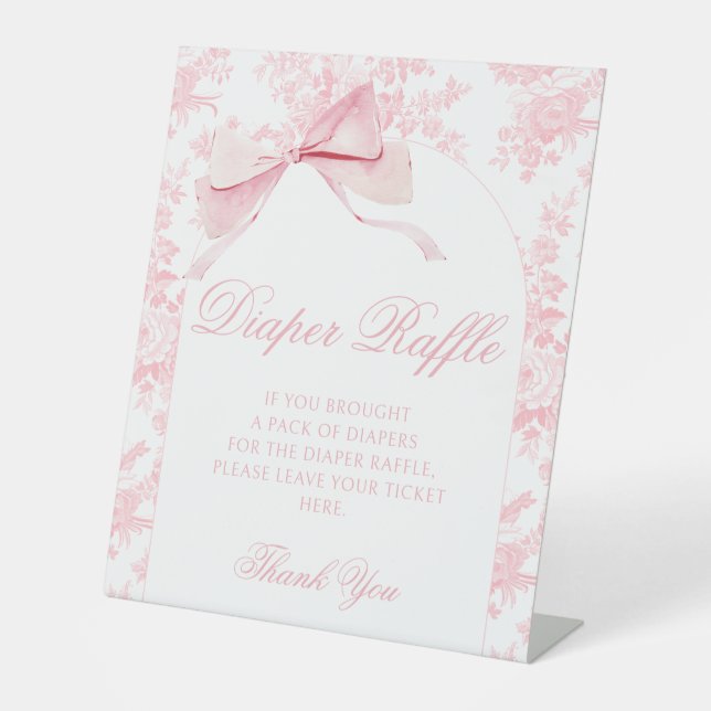 Preppy Pink Bow Baby Girl Duwer Windelwanne Sockelschild (Vorderseite)