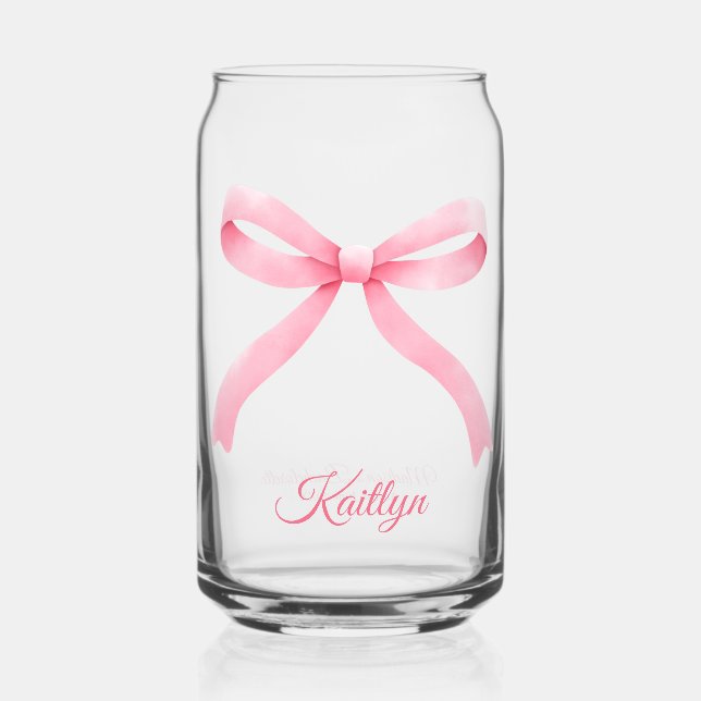 Preppy Pink Bow Coquette Junggeselinnen-Abschied B Dosenglas (Vorderseite)