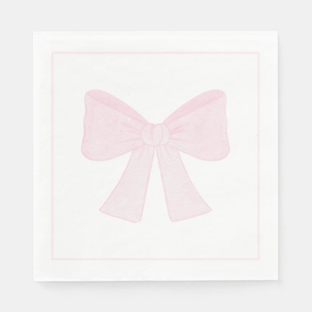 Preppy Pink Bow Grandmillennial erster Geburtstag Serviette (Vorderseite)