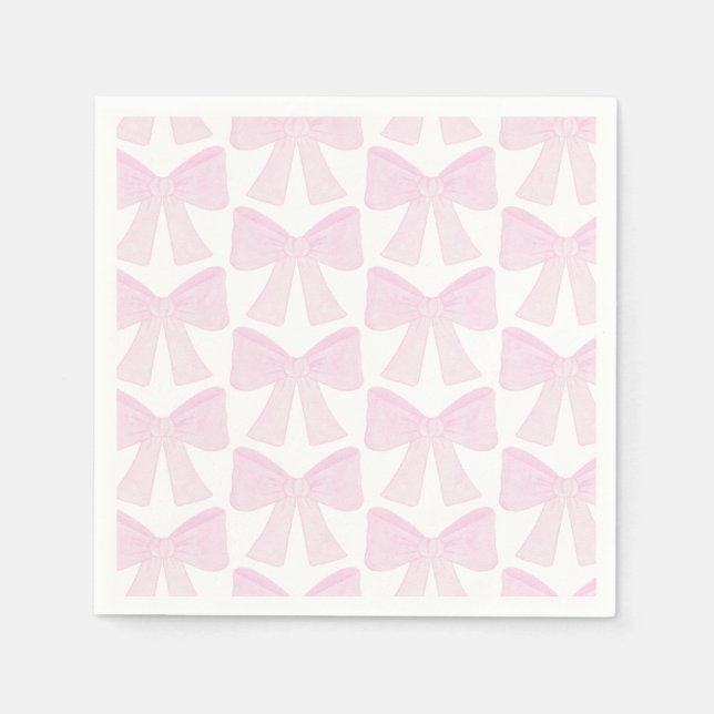 Preppy Pink Bow Grandmillennial erster Geburtstag Serviette (Vorderseite)