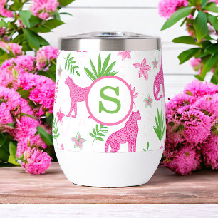 Preppy Pink Cheetah Monogramme