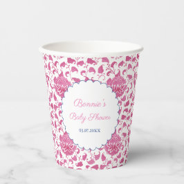 Preppy Pink Chinoiserie Brautparty Party Pappbecher