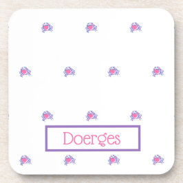 Preppy Pink Crab Personalisiert Getränkeuntersetzer