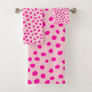 Preppy Pink Dots Moderne Animal Print Spots Badhandtuch Set