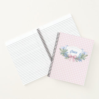 Preppy Pink Gingham Grandmillennial Notizbuch