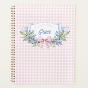 Preppy Pink Gingham Grandmillennial Planer