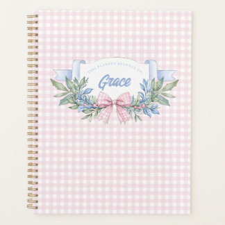 Preppy Pink Gingham Grandmillennial Planer