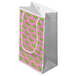 Preppy Pink Gingham Green Alligator Southern Fun Kleine Geschenktüte