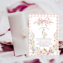 Preppy Pink Gingham Verrückte Gans Babyparty