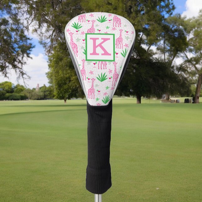 Preppy Pink Giraffe Cosmopolitan Monogram Golf Headcover (Von Creator hochgeladen)