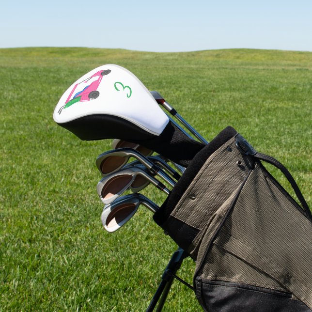Preppy Pink Golf Cart Custom Headcover (In SItu)