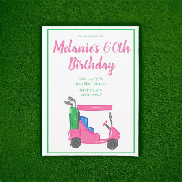 Preppy Pink Golf Cart Geburtstagsparty Einladung