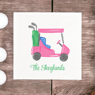 Preppy Pink Golf Cart Personalisiert Serviette