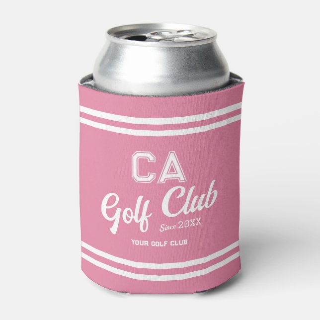 Preppy Pink Golf Club Custom Wappen Party Dosenkühler (Kanne Vorderseite)