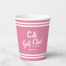 Preppy Pink Golf Club Custom Wappen Party Pappbecher