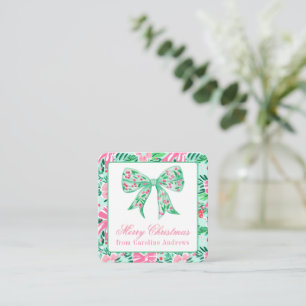 Preppy Pink & Green Christmas Bow Geschenkverpacku Mitteilungskarte