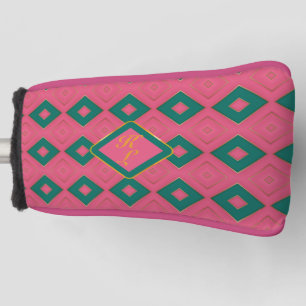 Preppy Pink & Green Diamond Motimpuls Golf Headcover