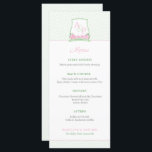 Preppy Pink Green Paares Wappen Polterabend Menükarte<br><div class="desc">Dieses hübsche (und preppy) rosa und grüne Menü-Design zeigt meine eigenen Aquarellbilder (das Wappen- und Aquarellbanner). Dieses Design,  das hier für ein Brautparty-Party,  aber mit einer winzigen Änderung präsentiert wurde,  würde wunderbar für ein Hochzeitstag-Lunch oder eine Geburtstagsparty einer Dame funktionieren.</div>